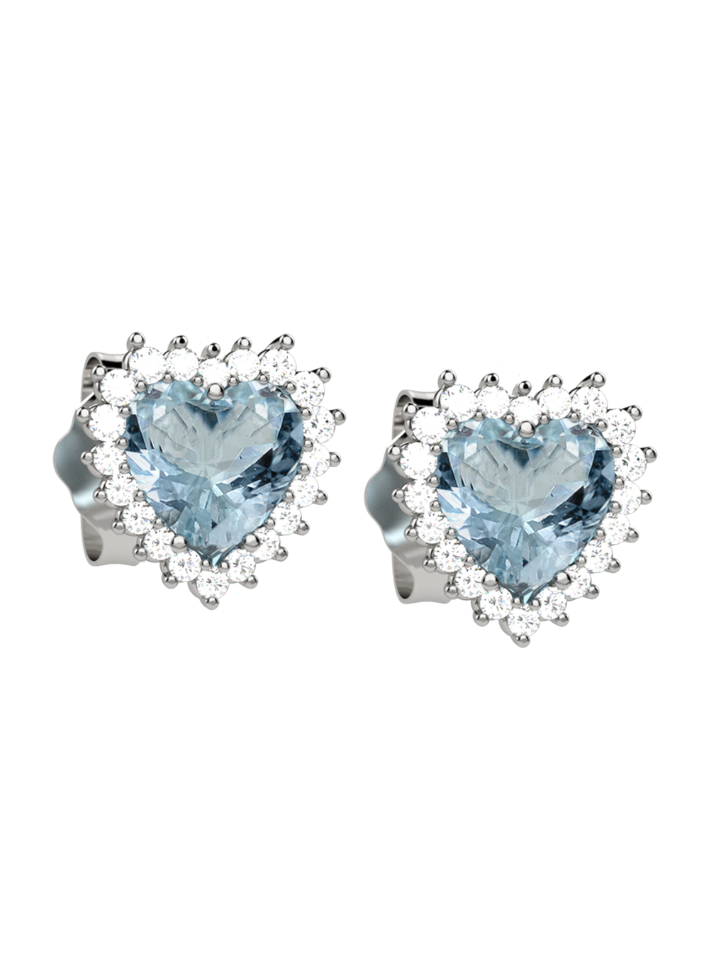 Orecchini Elli's cuore in oro bianco con acquamarine e diamanti