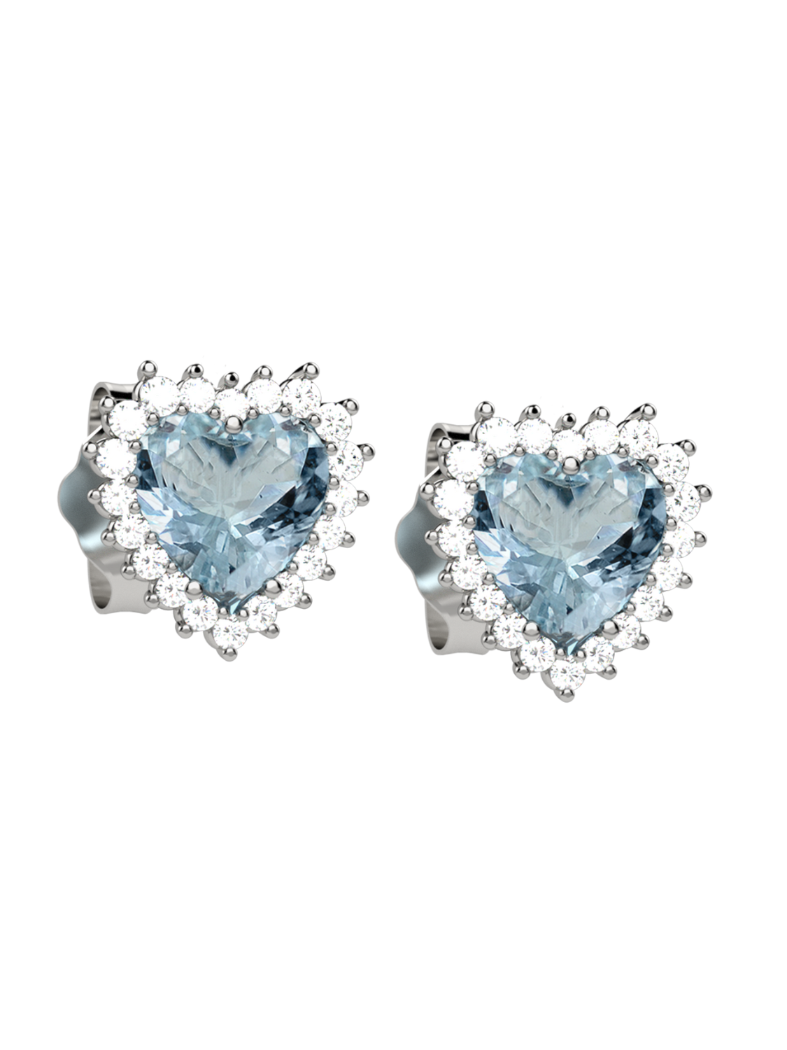 Orecchini Elli's cuore in oro bianco con acquamarine e diamanti