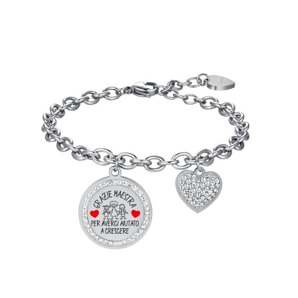 BRACCIALE DONNA IN ACCIAIO GRAZIE MAESTRA PER AVERCI AIUTATO A CRESCERE