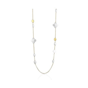 Collana in argento giallo con perle coltivate d'acqua dolce e madreperla australiana