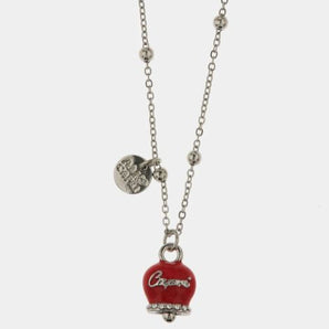 Collana in Metallo maglia a pallini con campanella rossa e scritta Capri