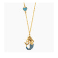 Collana in Metallo con pendente a forma di sirena partenopea e cuore azzurro