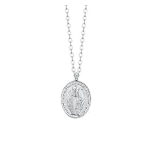 COLLANA DONNA IN ACCIAIO, MEDAGLIETTA CON MADONNINA MIRACOLOSA