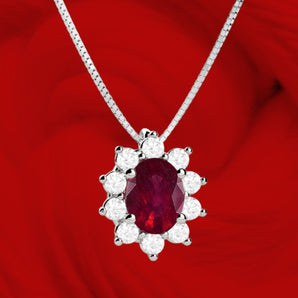 Elli's Eternal collana in oro bianco 18KT con rubino e diamanti