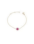 Bracciale in Oro Rosa con Fiore di Rubini