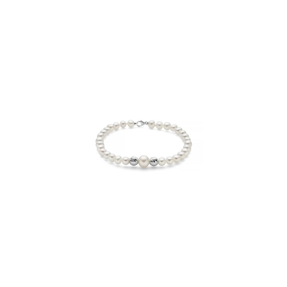 Bracciale donna Miluna Oro Bianco 9Kt Filo di perle