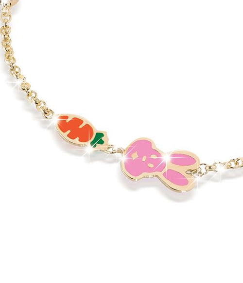 Bracciale Fortuna con coniglietto e carota in oro giallo /  Le Bebè