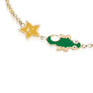 Bracciale Fortuna con geco e stellina in oro giallo / Le Bebè