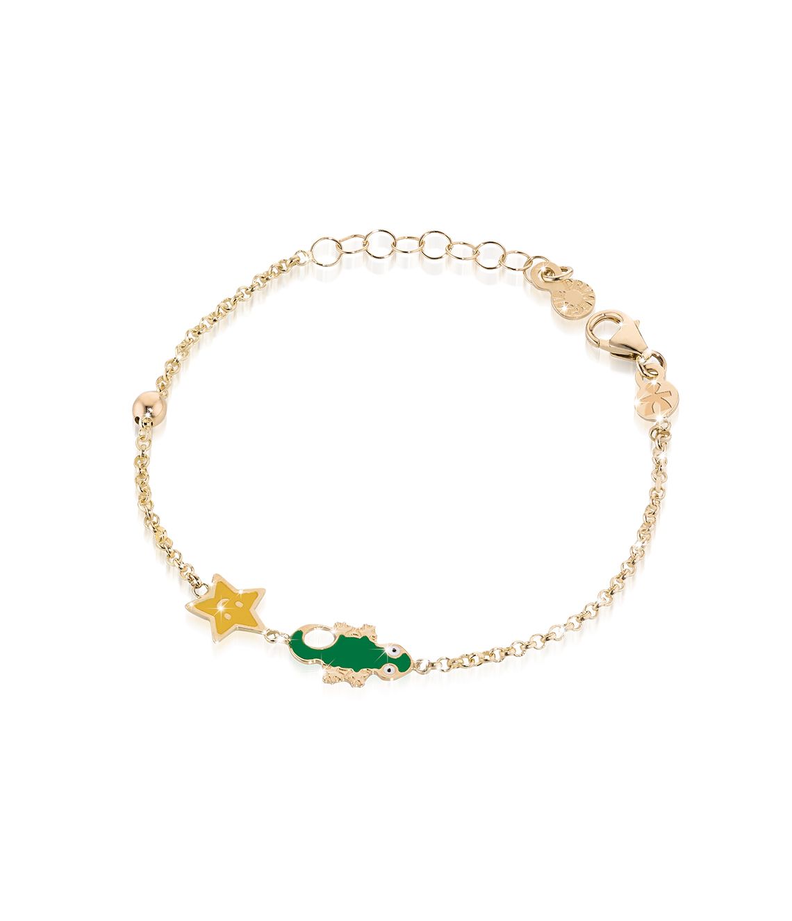 Bracciale Fortuna con geco e stellina in oro giallo / Le Bebè