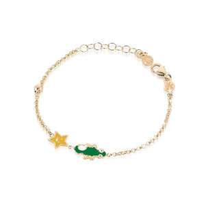 Bracciale Fortuna con geco e stellina in oro giallo / Le Bebè