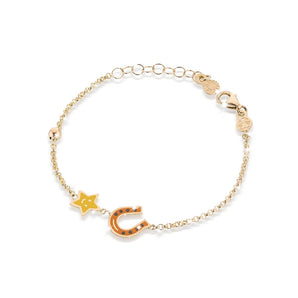 Bracciale Fortuna con ferro di cavallo e stella in oro giallo / Le bebè