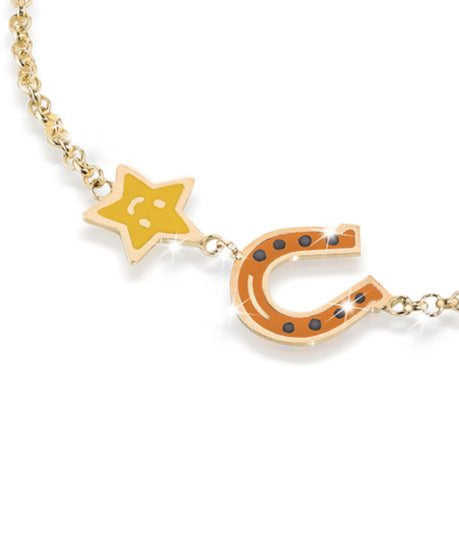 Bracciale Fortuna con ferro di cavallo e stella in oro giallo / Le bebè