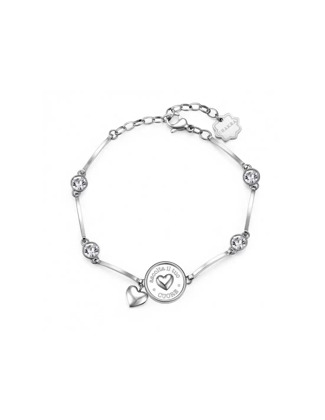 Bracciale CHAKRA acciaio, cuore e cristalli Brosway Donna