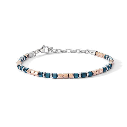 Bracciale in Acciaio, Ematite, Pvd blu e rosè