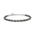 Bracciale in acciaio con ematite e Pvd nero e rosè
