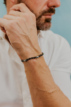 Bracciale Acciaio con Pietra Lavica ed Ematite 2