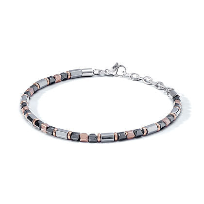Bracciale in Acciaio, pvd rosè ed Ematite