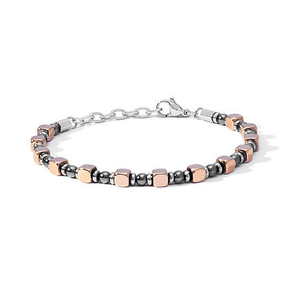 Bracciale Acciaio ed Ematite con pvd rosè