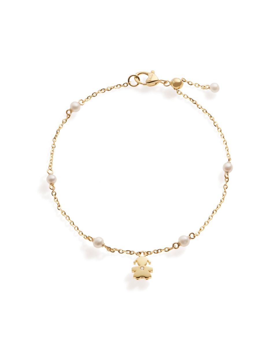 Bracciale Le Perle con sagoma bimba in oro giallo e diamante
