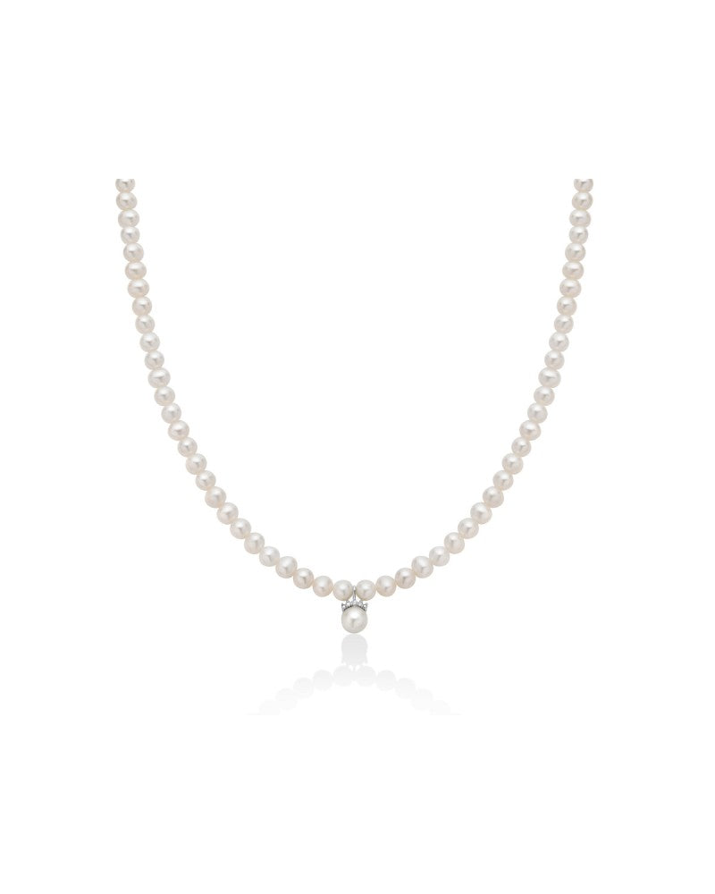 Miluna® Le Perle Collana Perle con Pendente e Diamanti
