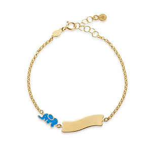 Bracciale Fortuna con elefantino e targhetta in oro giallo / Le Bebè