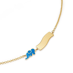 Bracciale Fortuna con elefantino e targhetta in oro giallo / Le Bebè
