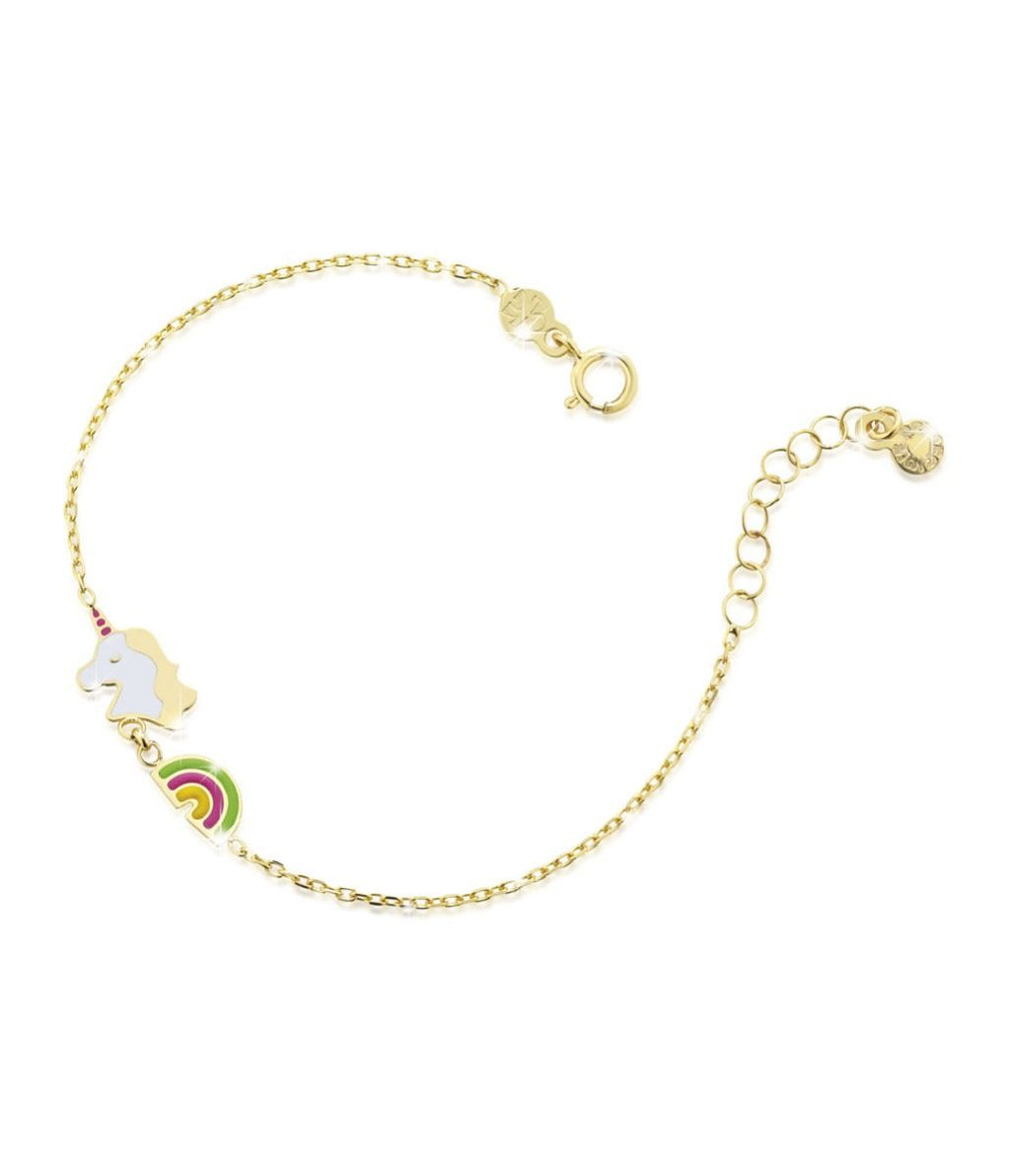 Bracciale Toys con arcobaleno e unicorno in oro giallo / Le bebè