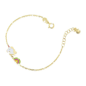 Bracciale Toys con arcobaleno e unicorno in oro giallo / Le bebè