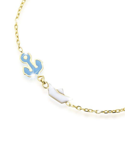 Bracciale Toys con àncora e barchetta in oro giallo / Le Bebè