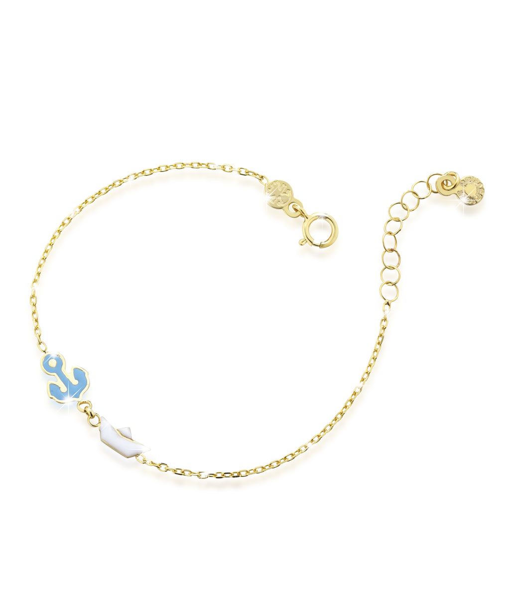Bracciale Toys con àncora e barchetta in oro giallo / Le Bebè